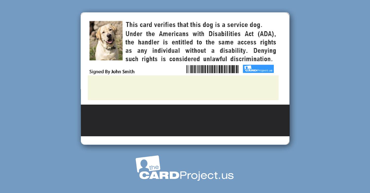 Service Dog ID Card (REAR)